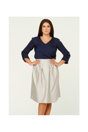 Büyük Beden Pileli Düz Kupra Etek | Etk12950Bb