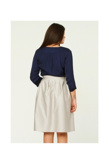 Büyük Beden Pileli Düz Kupra Etek | Etk12950Bb