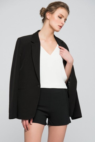 Siyah Sus Cepli Atlas Krep Sort | Şrt14056