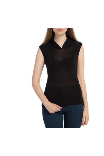 Kapşonlu Kuş Gözü Detaylı Bluz | Blz13910