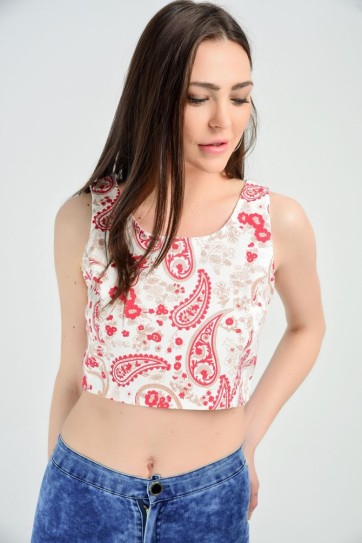 Büstiyer  Kolsuz Havuz Yaka Sırtı Fermuarlı Bluz | Blz14537