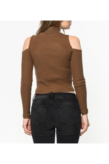 Omuz Basları Acık Balıkcı Yaka Bluz | Blz14344