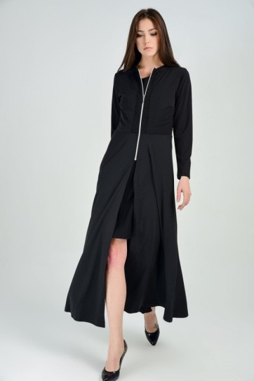 On Mostrasi Dantel Garnili Önü Fermuarlı Elbise