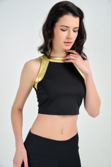 Yakası Garnili Sırtı Fermuarlı Bluz