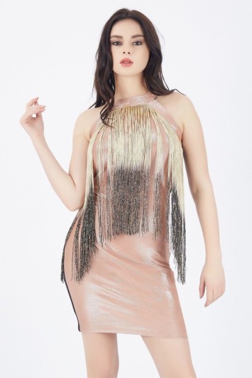 Simli Püskül Detaylı Abiye Elbise | Elb31269