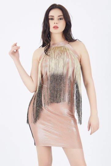 Simli Püskül Detaylı Abiye Elbise | Elb31269