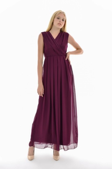 İci Astarlı Uzun Şifon Uzun Elbise