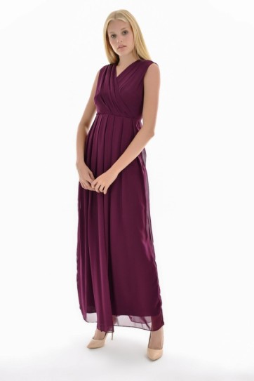 İci Astarlı Uzun Şifon Uzun Elbise