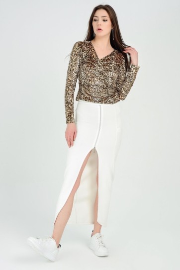 Etek - Tek Paça Pantolon Görünümlü Etek | Etk31579