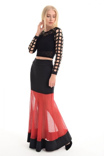 Etek - Tül Garnili Kloş Etek | Etk31912