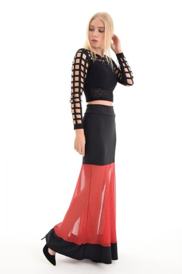 Etek - Tül Garnili Kloş Etek | Etk31912