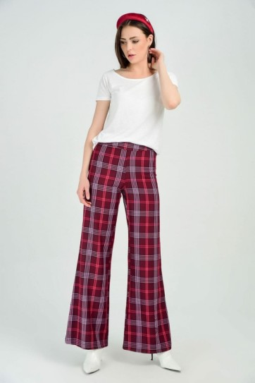 Yandan Fermuarlı Ekose Pantolon | Pnt31718