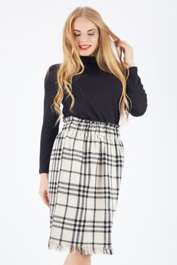 Yırtmaçlı Ekose Etek | Etk32178