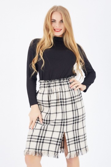 Yırtmaçlı Ekose Etek | Etk32178