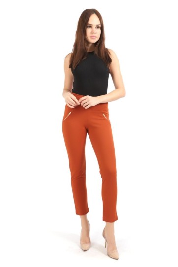 Süs Metal Fermuar Cepli Twin Krep Pantolon