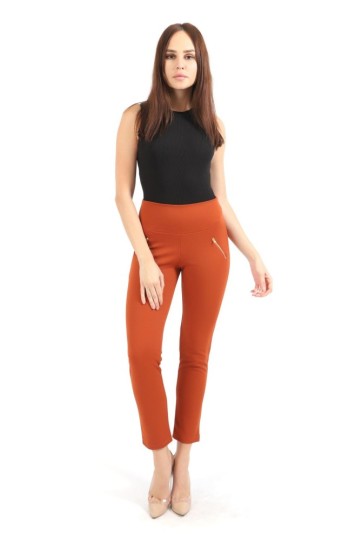 Süs Metal Fermuar Cepli Twin Krep Pantolon