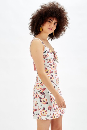 Askılı Önden Bağlamalı Uzun Elbise