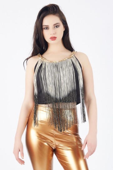 Yakasi Saç Örgülü Bluz_Blz32274