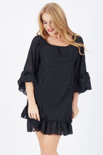 Etek Ucu 2 Kat Kollar 2 Kat Astarli Şifon Elbise