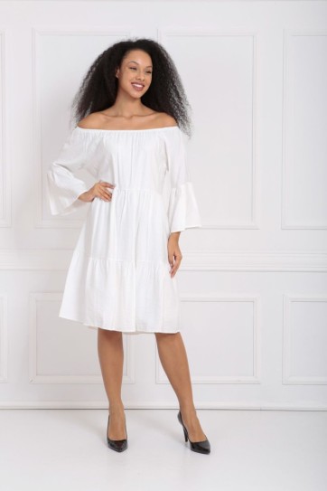 Uzun Kol Madonna Yaka Elbise | Elb32691