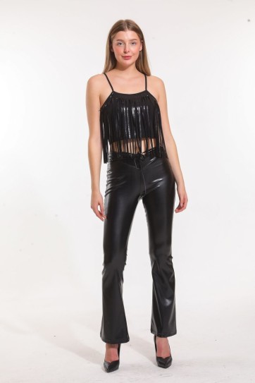 Kadifeli İspanyolpaça Deri Pantolon PNT33341