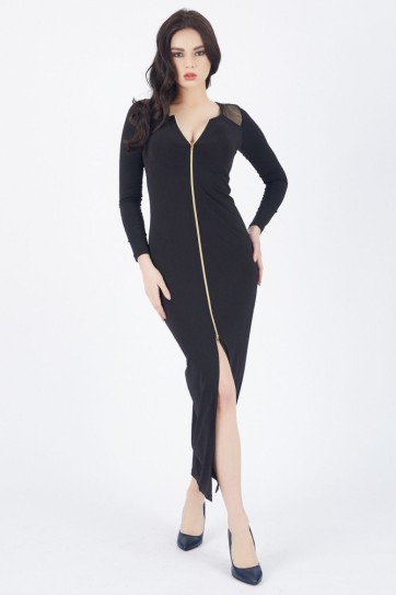 Omuzları Ve Arka Robası File Garnili Candy Elbise