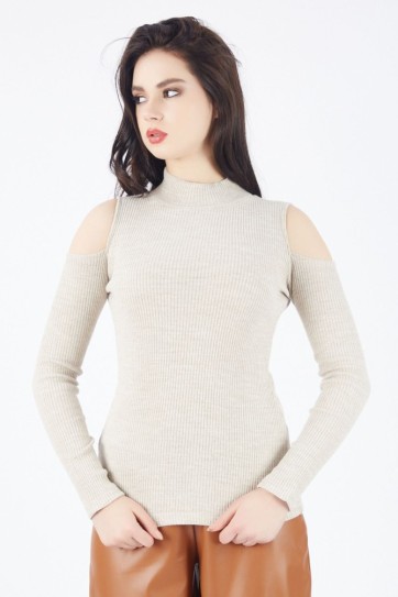 Omuzlar Pencereli U.Kol Uzun Kaşkorse Bluz