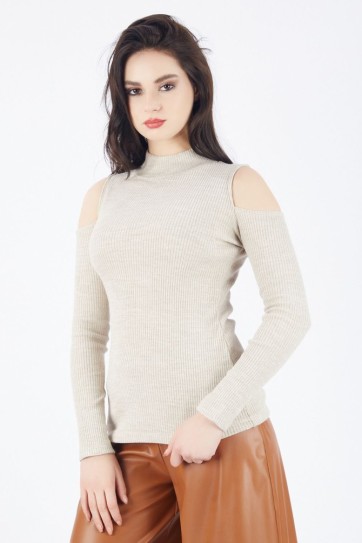 Omuzlar Pencereli U.Kol Uzun Kaşkorse Bluz