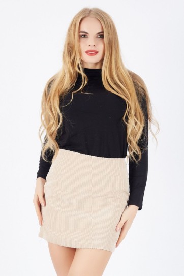 Gizli Fermuarlı Kısa Kadife Etek | Etk32566