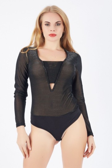 Önü V Yaka Alttan Kopçalı U.Kol Bluz