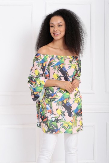 Beli 5 Cm Kumaş Kaplama Kemerli Yaka Lastikli Bluz | Blz32651