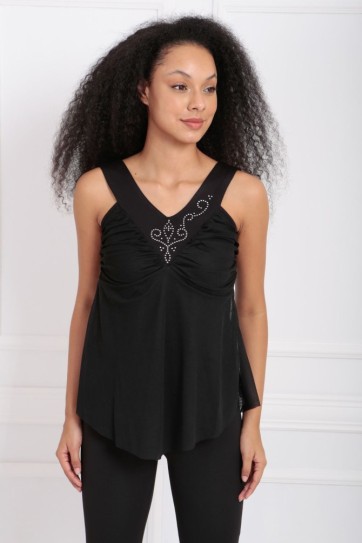 Bader Ön Arka V Yaka Taşlı Atlet | Kpe5422Y07