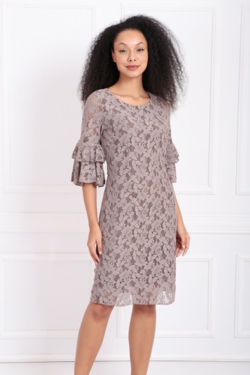 Güpür Kolları Volanlı Elbise | Elb31293