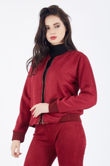 Yaka Ve Manşet Ters Dikim Süet Mont | Mnt31683