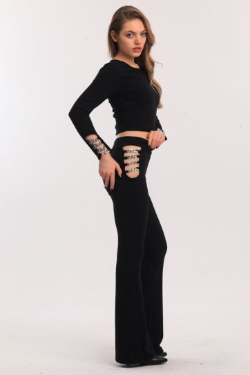 Halka Zincirli İspanyol Paça Scuba Krep Pantolon