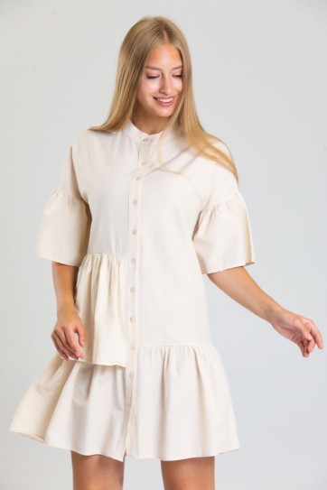 Önü Düğmeli Kısa Kol Elbise  | Elb34244