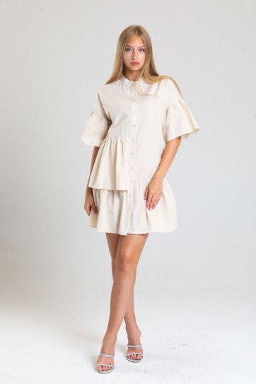 Önü Düğmeli Kısa Kol Elbise  | Elb34244