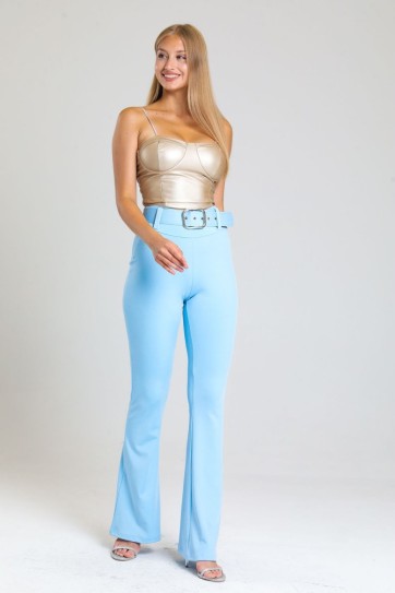 Kemerli İspanyol Paça Dalgıç Pantolon | Pnt34309