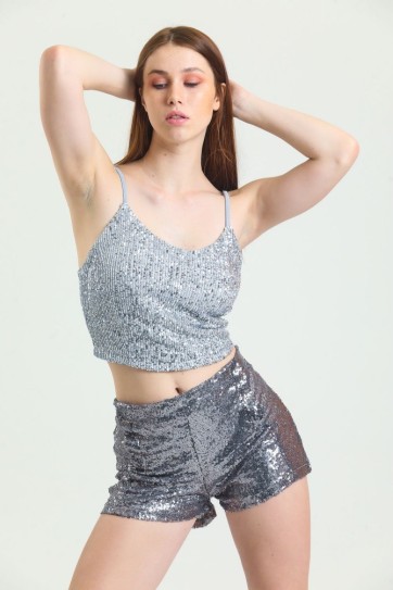 .Gizli Fermuarlı Payet Şort | Şrt32227