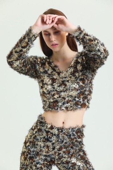 Sakallı Payet Abiye Bluz | Blz34598