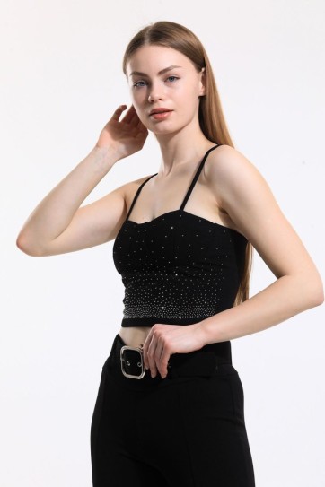 Taş Detaylı Scuba Krep Abiye Büstiyer Bus33438Ts