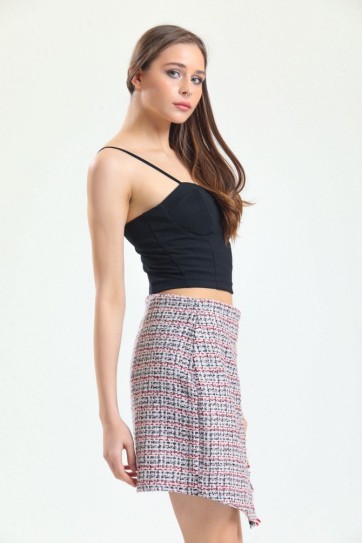 Püsküllü Chanel Kısa Etek | Etk32983