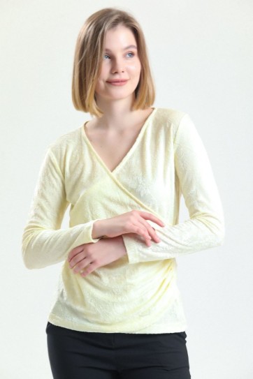 Kruvaze Yan Büzgü Bluz | Blz31772