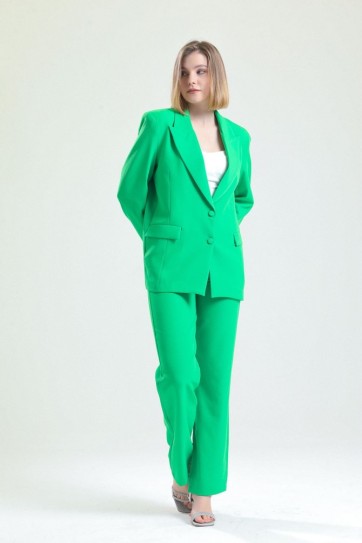 Yeşil İçi Astarlı Önü Kumaş Kaplama Hürrem  Ceket | Ckt34296