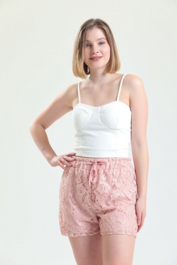 Lastikli İçi Astarlı Dantel Şort | Şrt33683