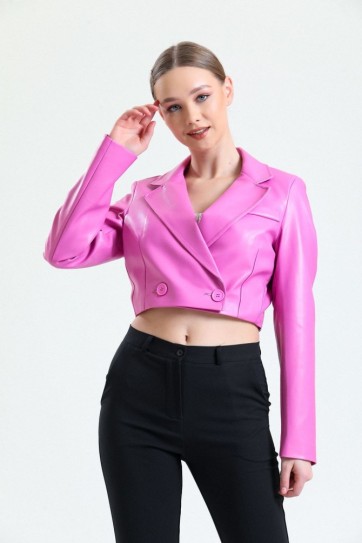 Astarlı  Suni Deri Kısa Ceket | Ckt34324