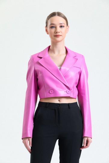 Astarlı  Suni Deri Kısa Ceket | Ckt34324