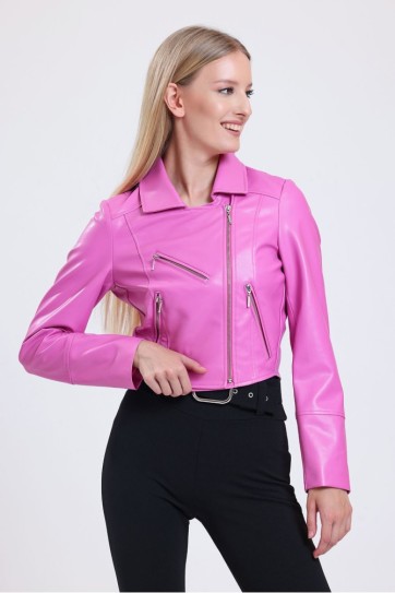 Fermuar Detaylı Sunı Deri Motorcu Montu | Ckt34499