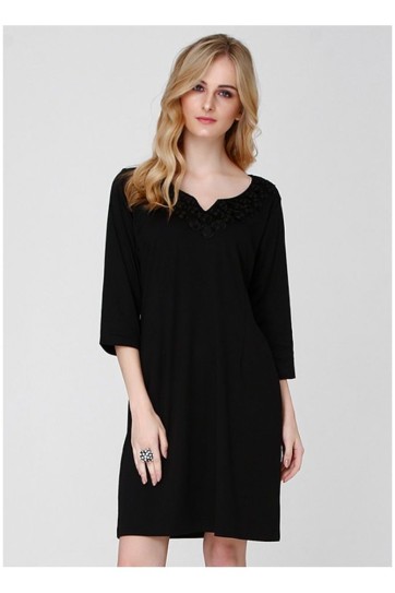 Polyester Yuvarlak Dairesel Yakalı U.Kol Dalgıç Elbise | Elb13547