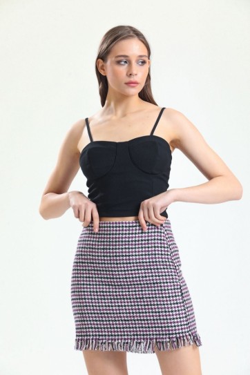 Püsküllü Ekose Etek | Etk32271